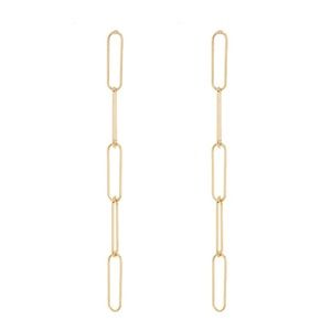 14K Over Silver Paperclip Chain Drop Earrings